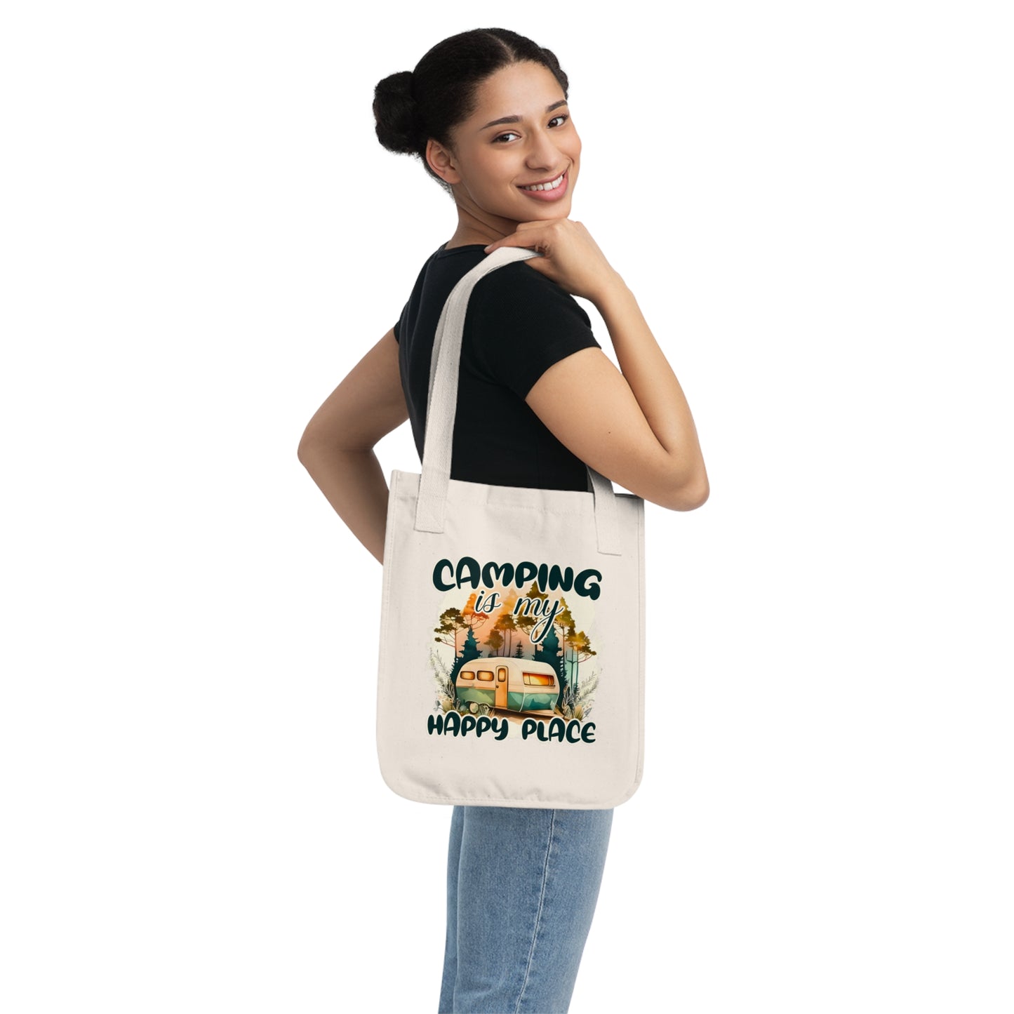 Camping-Themed Organic Canvas Tote Bag – Eco-Friendly, Nature Lover's Gift, Perfect for Outdoor Adventures, Camping Trips, and Everyday Use