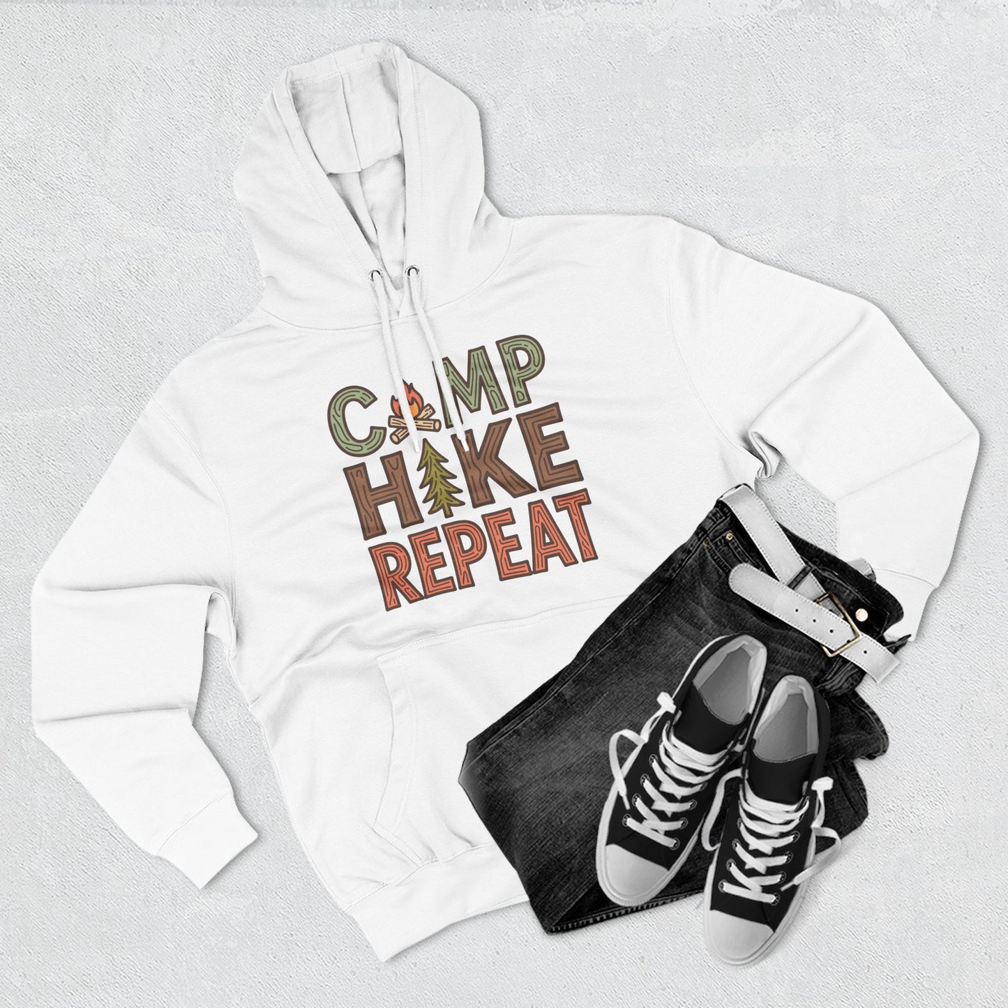 Fleece Hoodie for Adventurers - Camp Hike Repeat Design