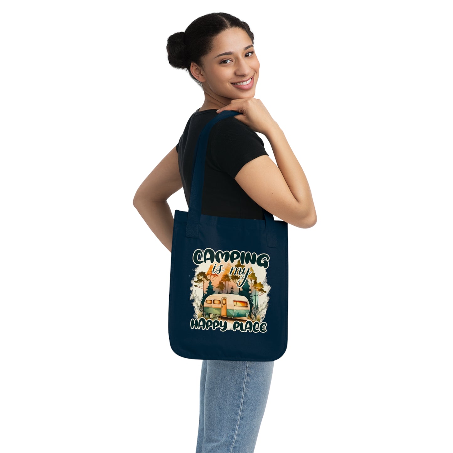 Camping-Themed Organic Canvas Tote Bag – Eco-Friendly, Nature Lover's Gift, Perfect for Outdoor Adventures, Camping Trips, and Everyday Use