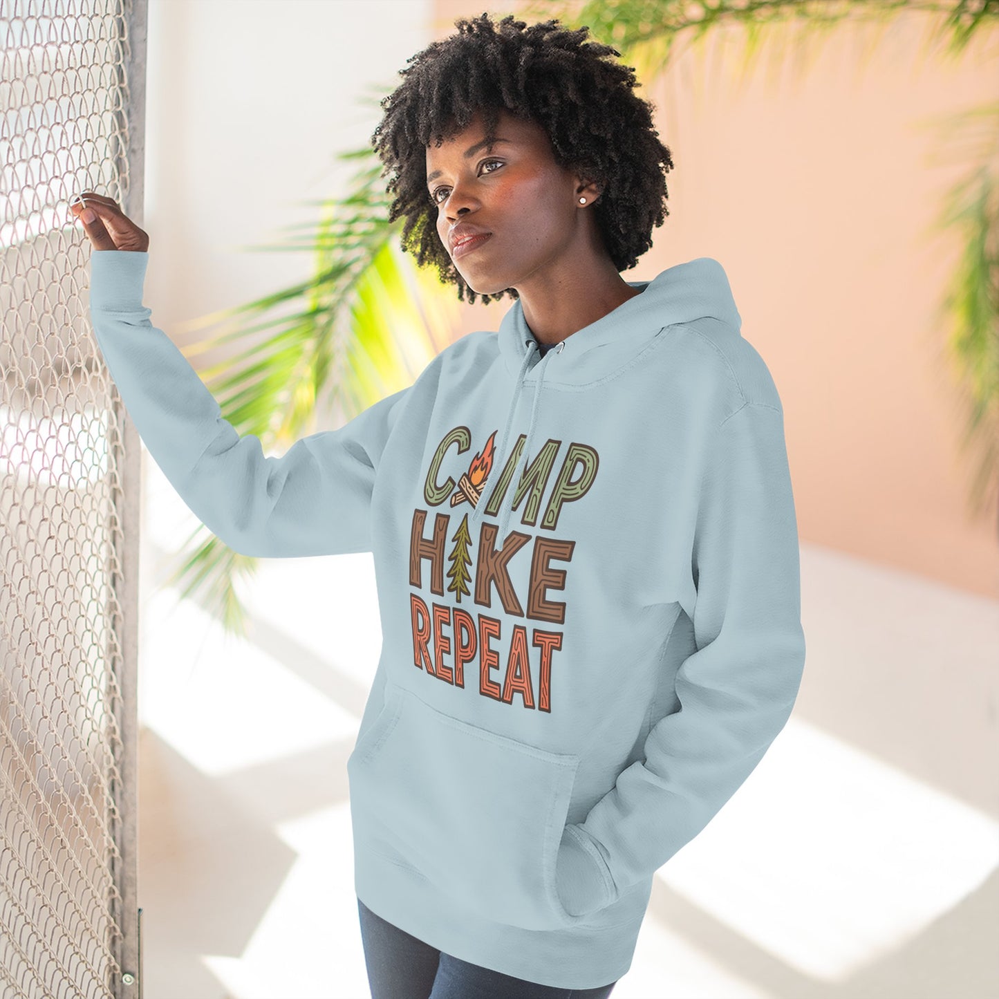 Fleece Hoodie for Adventurers - Camp Hike Repeat Design