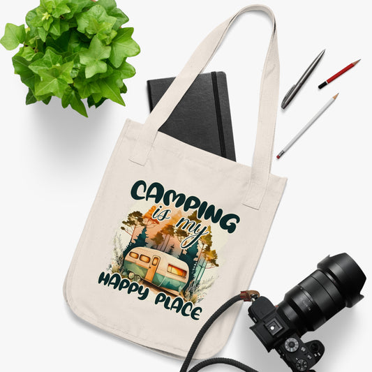 Camping-Themed Organic Canvas Tote Bag – Eco-Friendly, Nature Lover's Gift, Perfect for Outdoor Adventures, Camping Trips, and Everyday Use