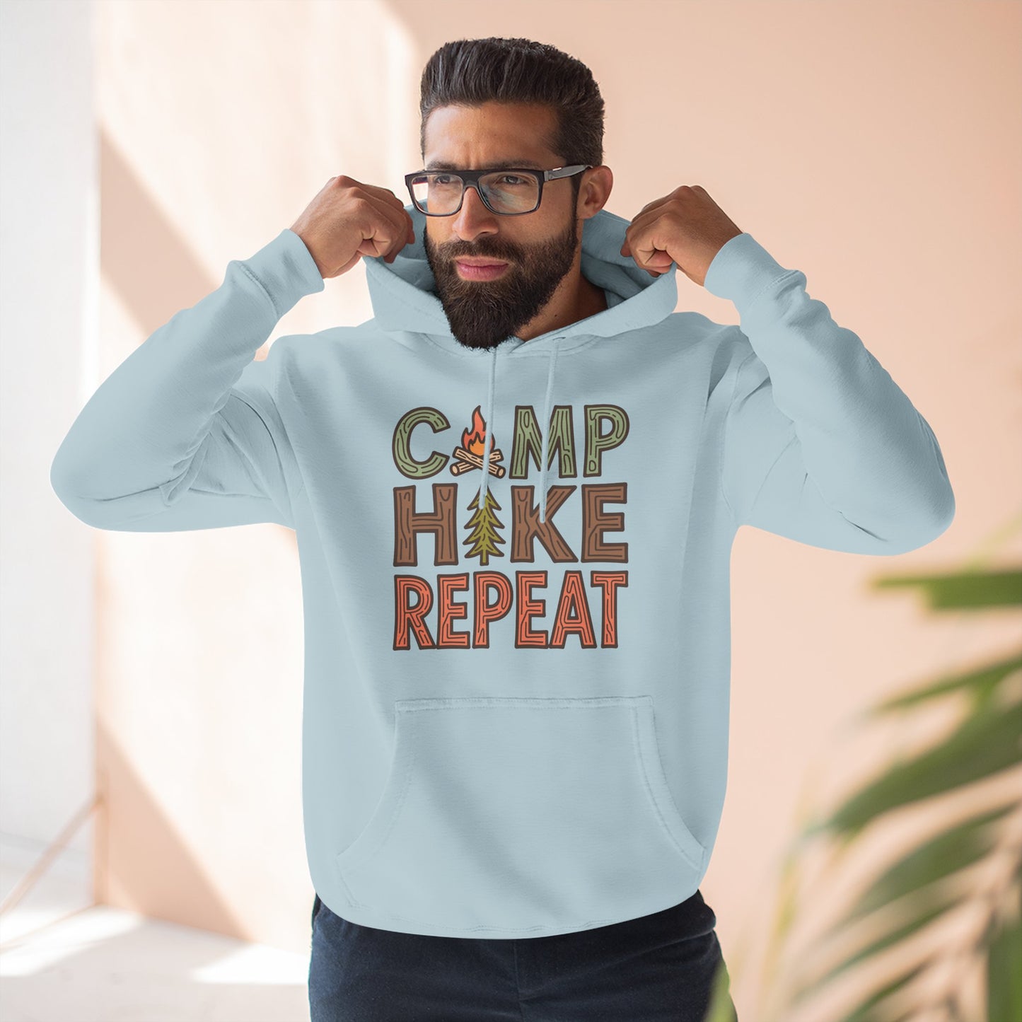 Fleece Hoodie for Adventurers - Camp Hike Repeat Design