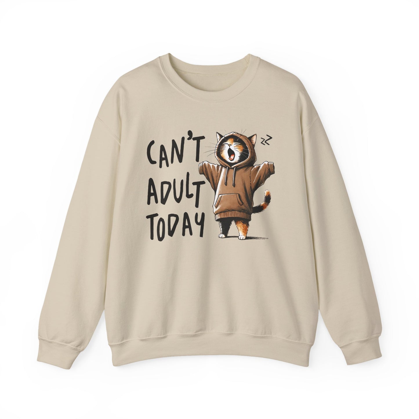 Funny Cat Sweatshirt – “Can’t Adult Today” Cozy Gift for Cat Lovers