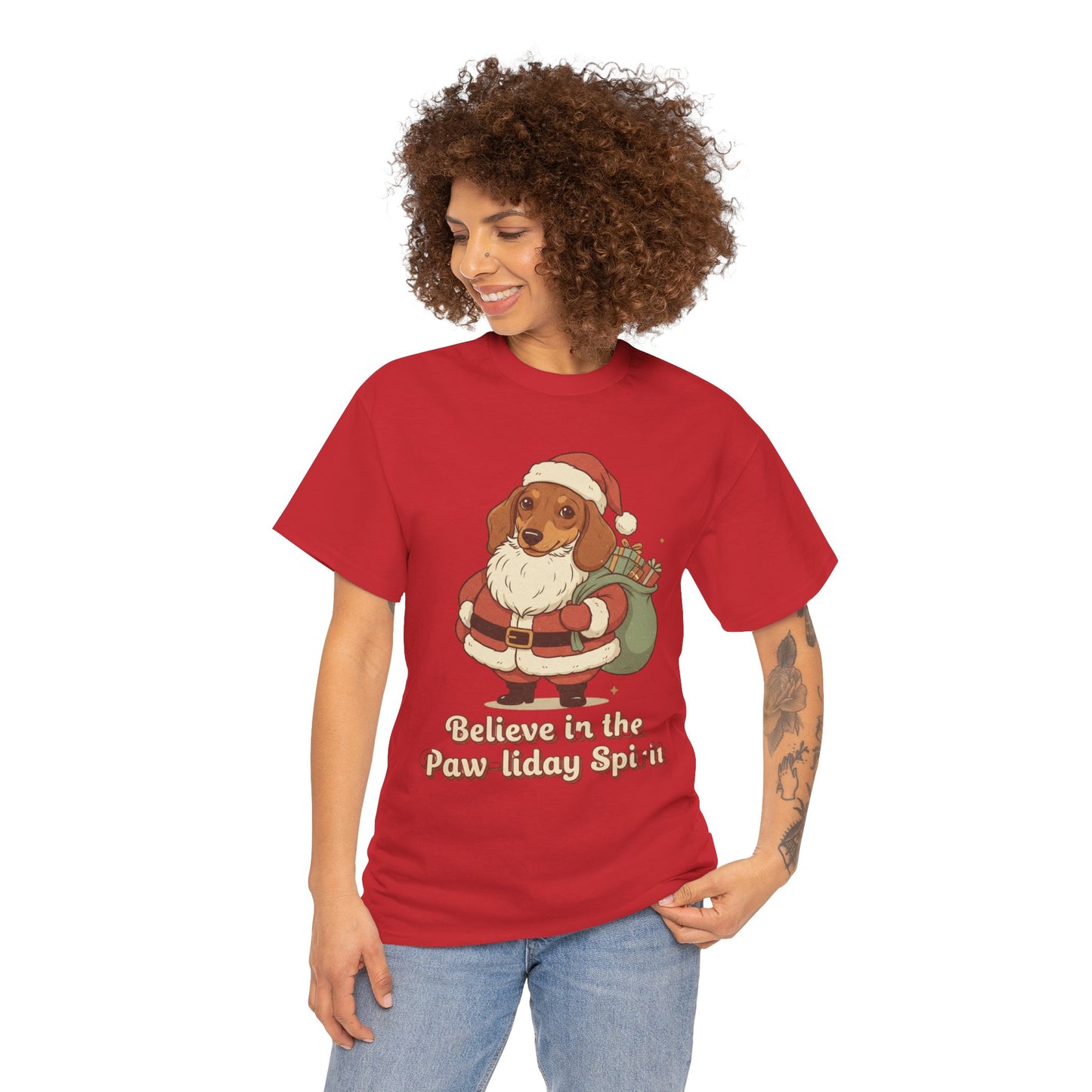 🐶🎄✨ PAWSOME HOLIDAYS ARE HERE! 🤩📼Custom Dog Lover Tee - Believe in the Paw-liday Spirit Unisex Tee