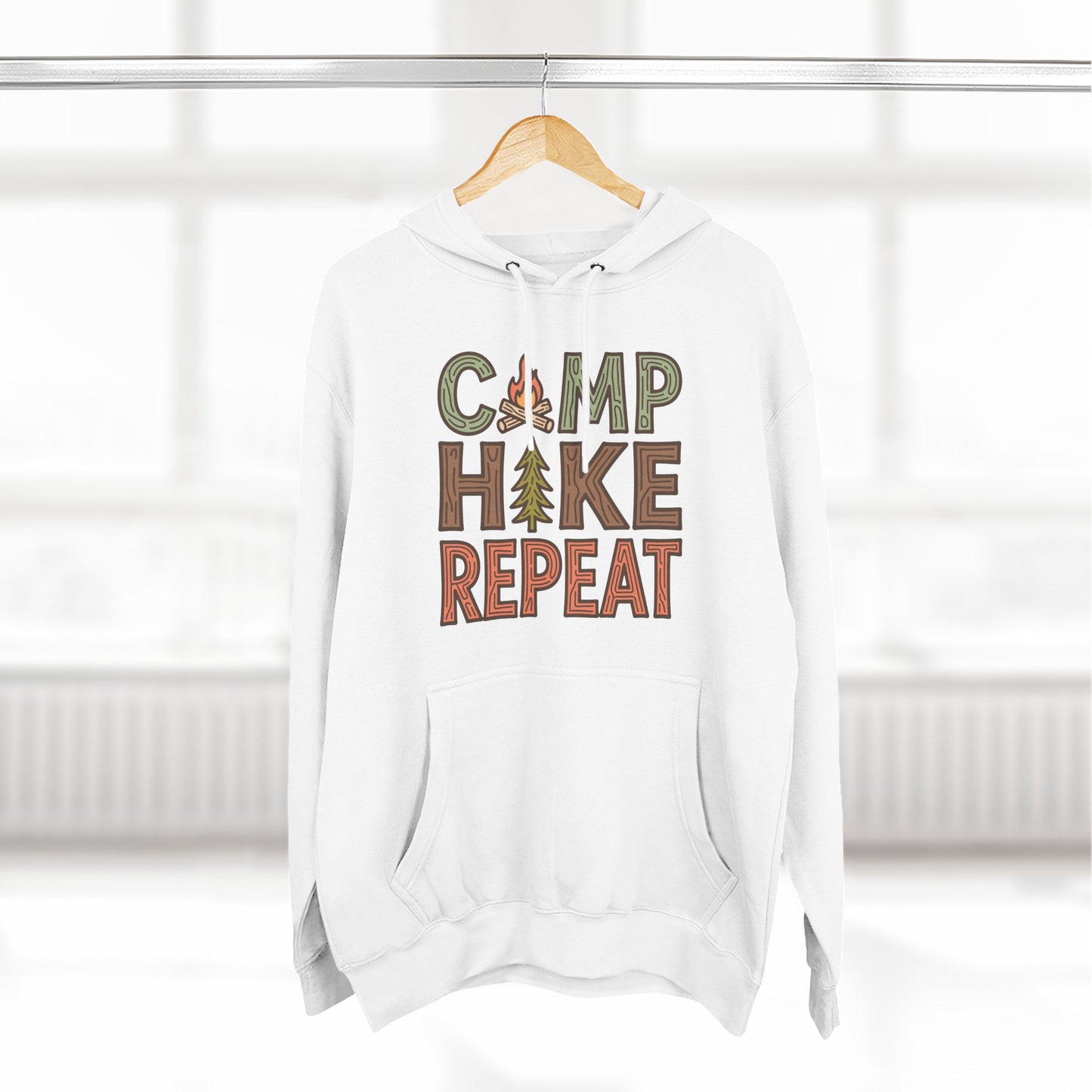 Fleece Hoodie for Adventurers - Camp Hike Repeat Design