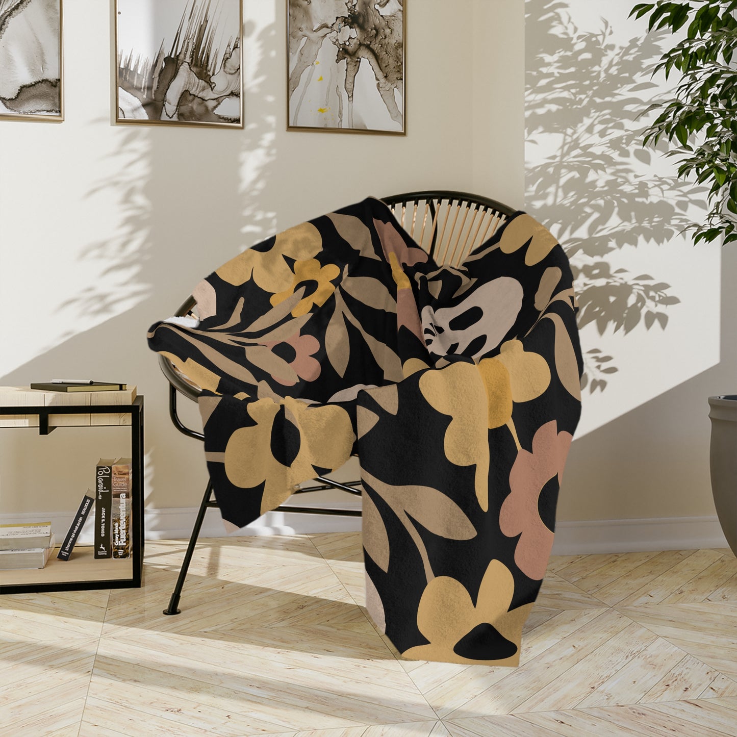 Velveteen Microfiber Blanket | Skull Floral Print Cozy Home Decor Throw