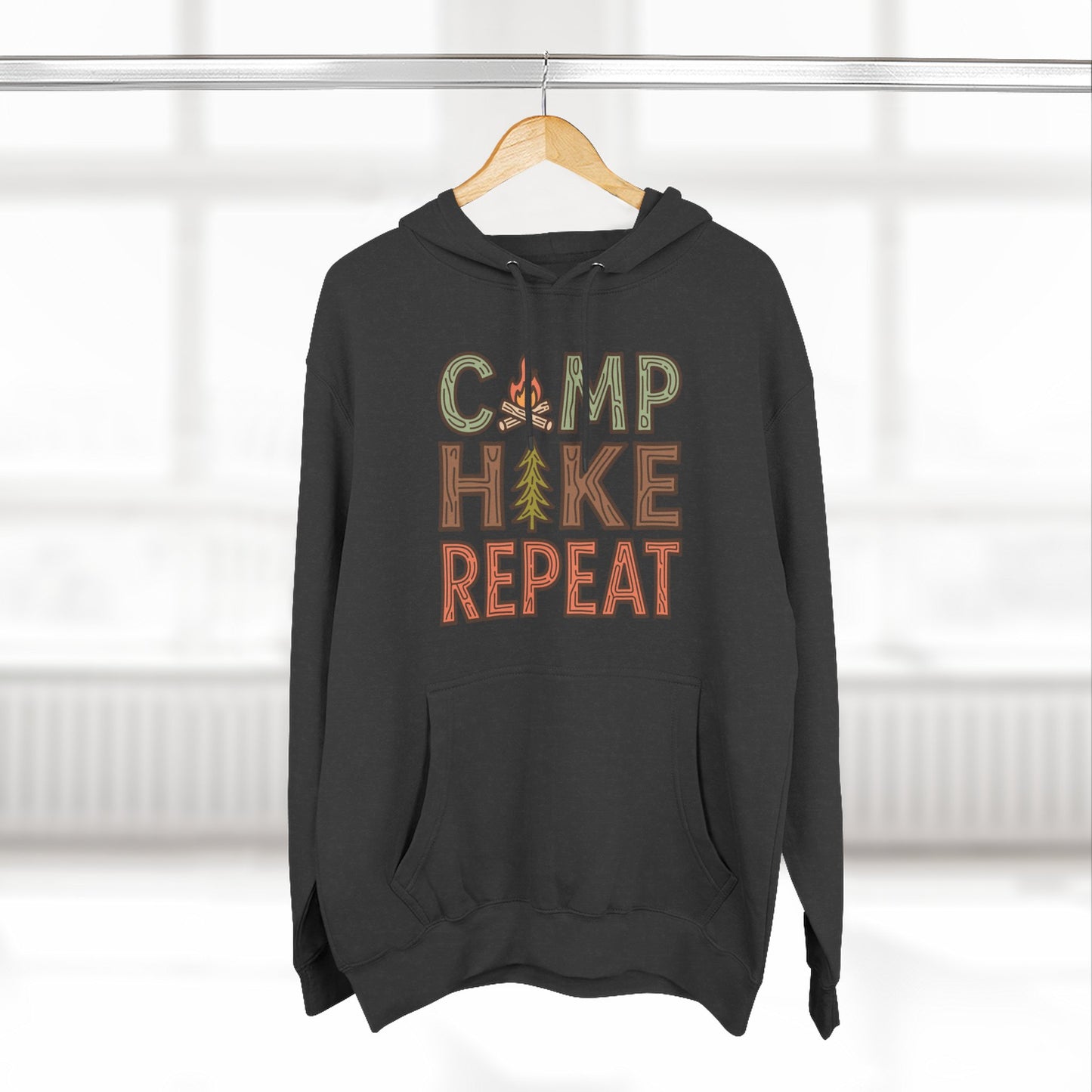 Fleece Hoodie for Adventurers - Camp Hike Repeat Design