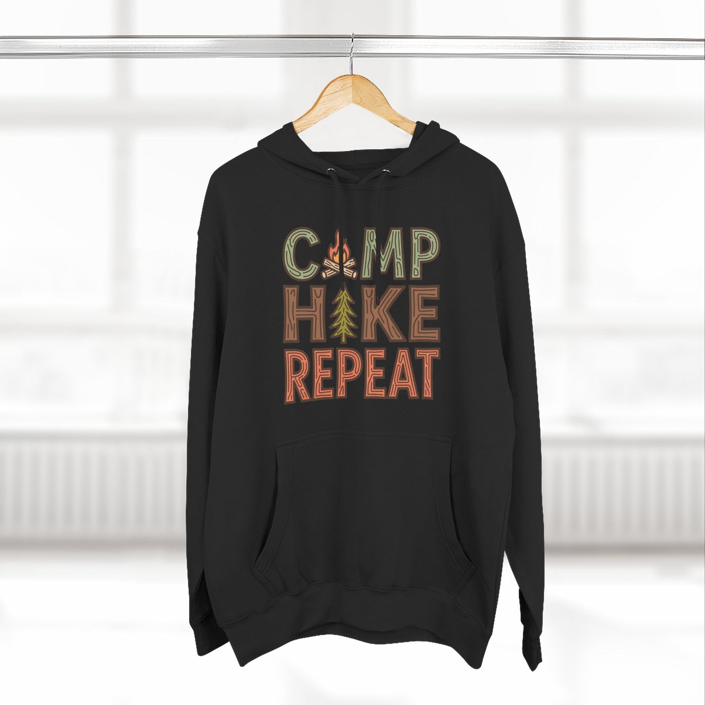 Fleece Hoodie for Adventurers - Camp Hike Repeat Design