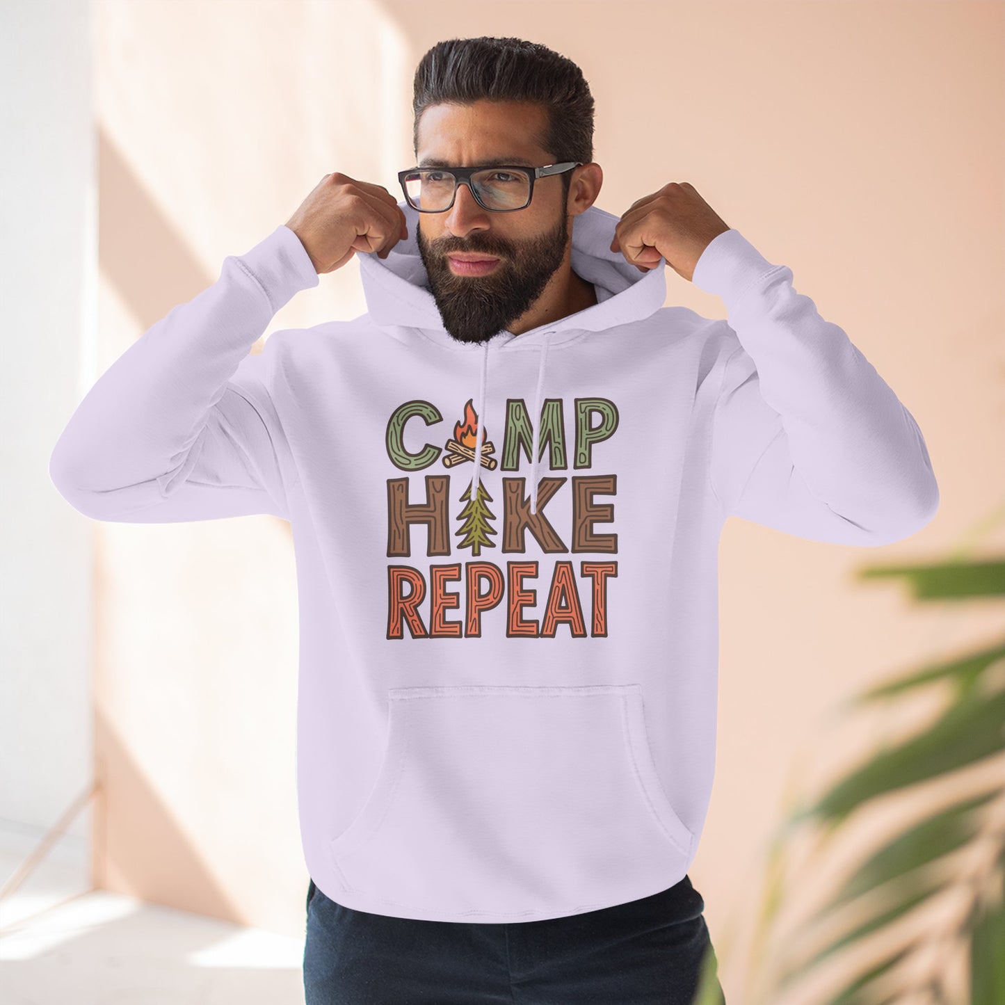 Fleece Hoodie for Adventurers - Camp Hike Repeat Design