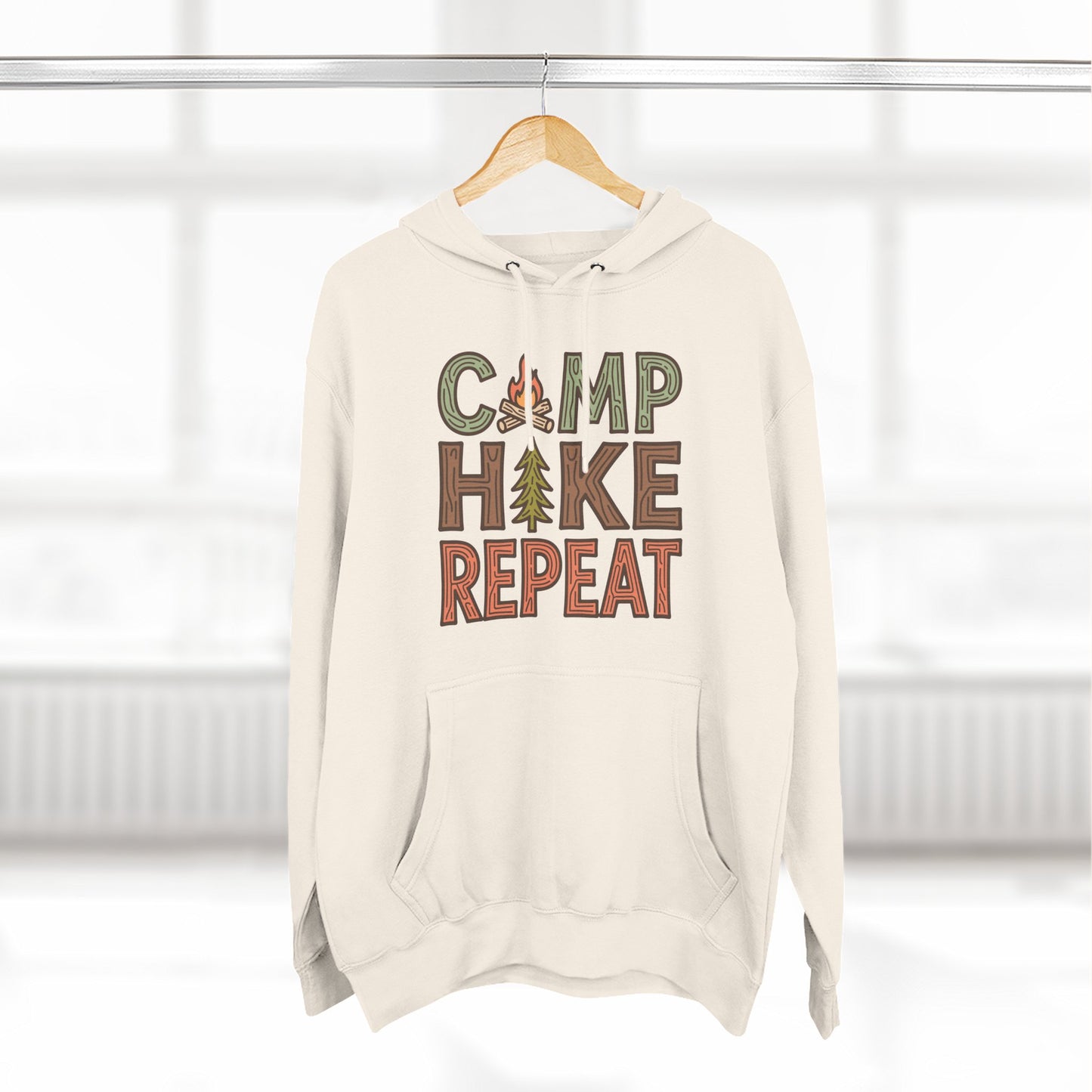 Fleece Hoodie for Adventurers - Camp Hike Repeat Design