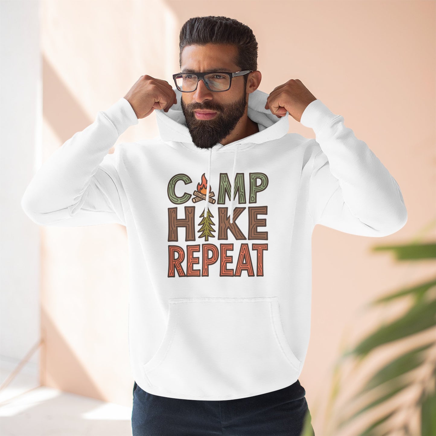 Fleece Hoodie for Adventurers - Camp Hike Repeat Design