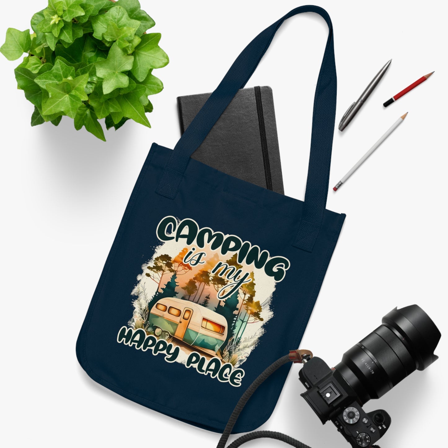 Camping-Themed Organic Canvas Tote Bag – Eco-Friendly, Nature Lover's Gift, Perfect for Outdoor Adventures, Camping Trips, and Everyday Use