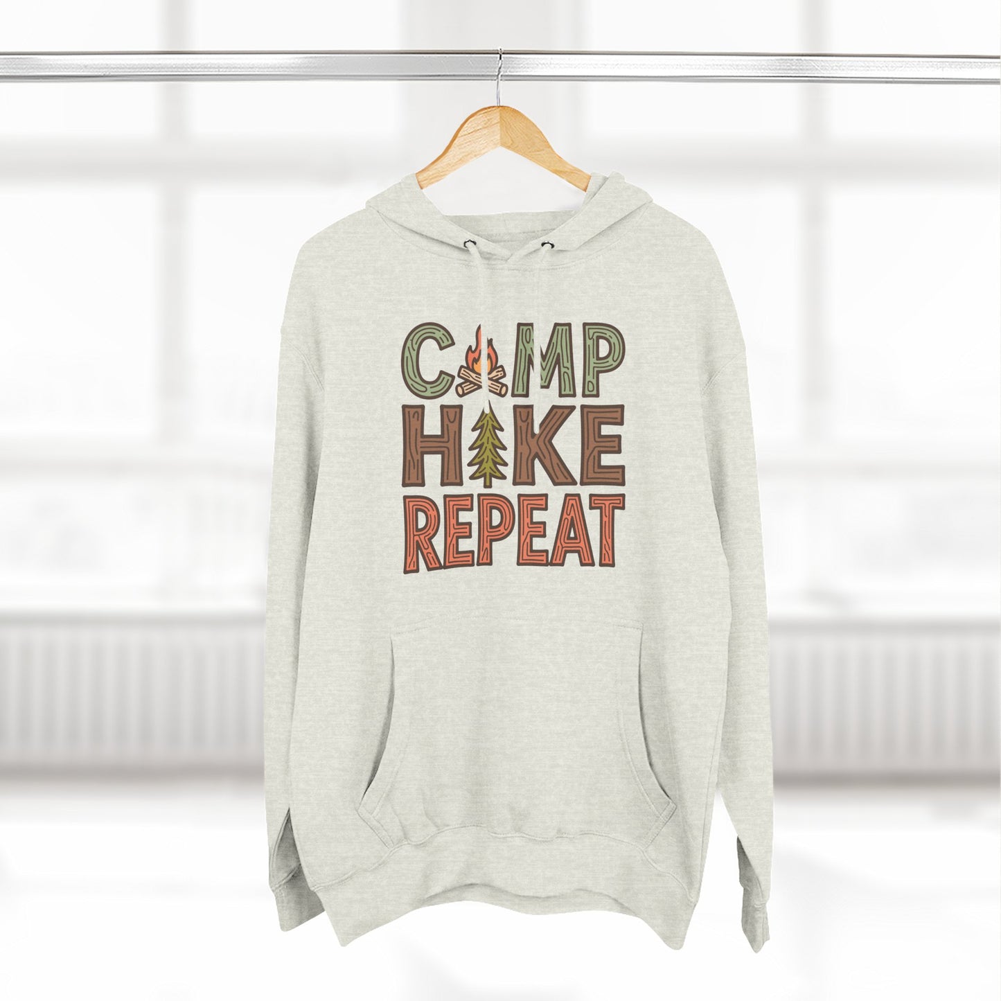 Fleece Hoodie for Adventurers - Camp Hike Repeat Design