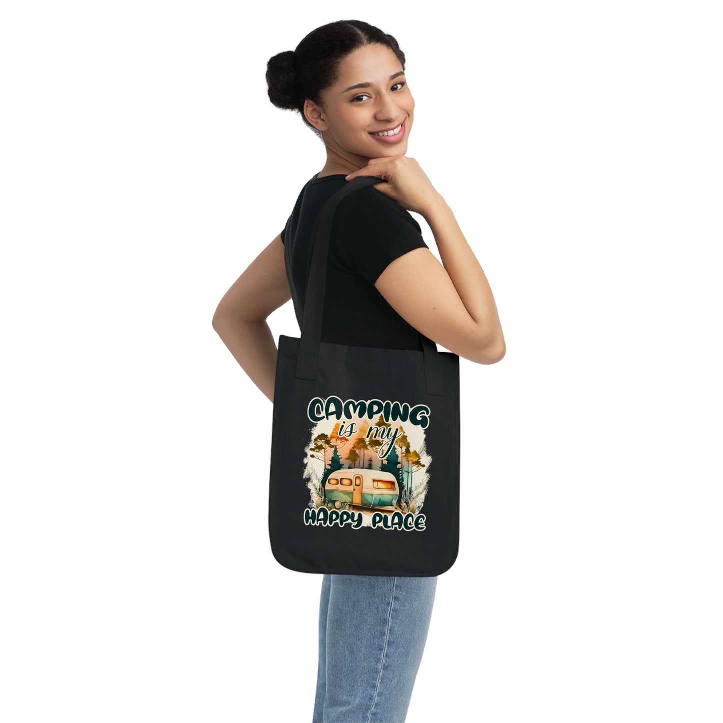 Camping-Themed Organic Canvas Tote Bag – Eco-Friendly, Nature Lover's Gift, Perfect for Outdoor Adventures, Camping Trips, and Everyday Use