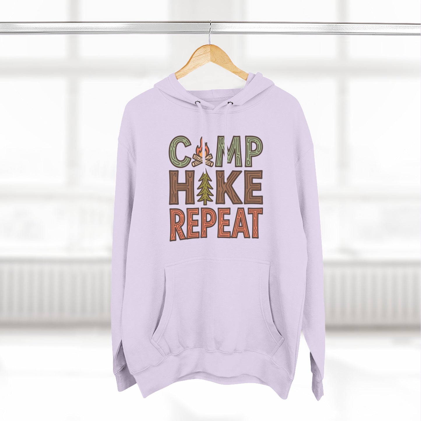Fleece Hoodie for Adventurers - Camp Hike Repeat Design