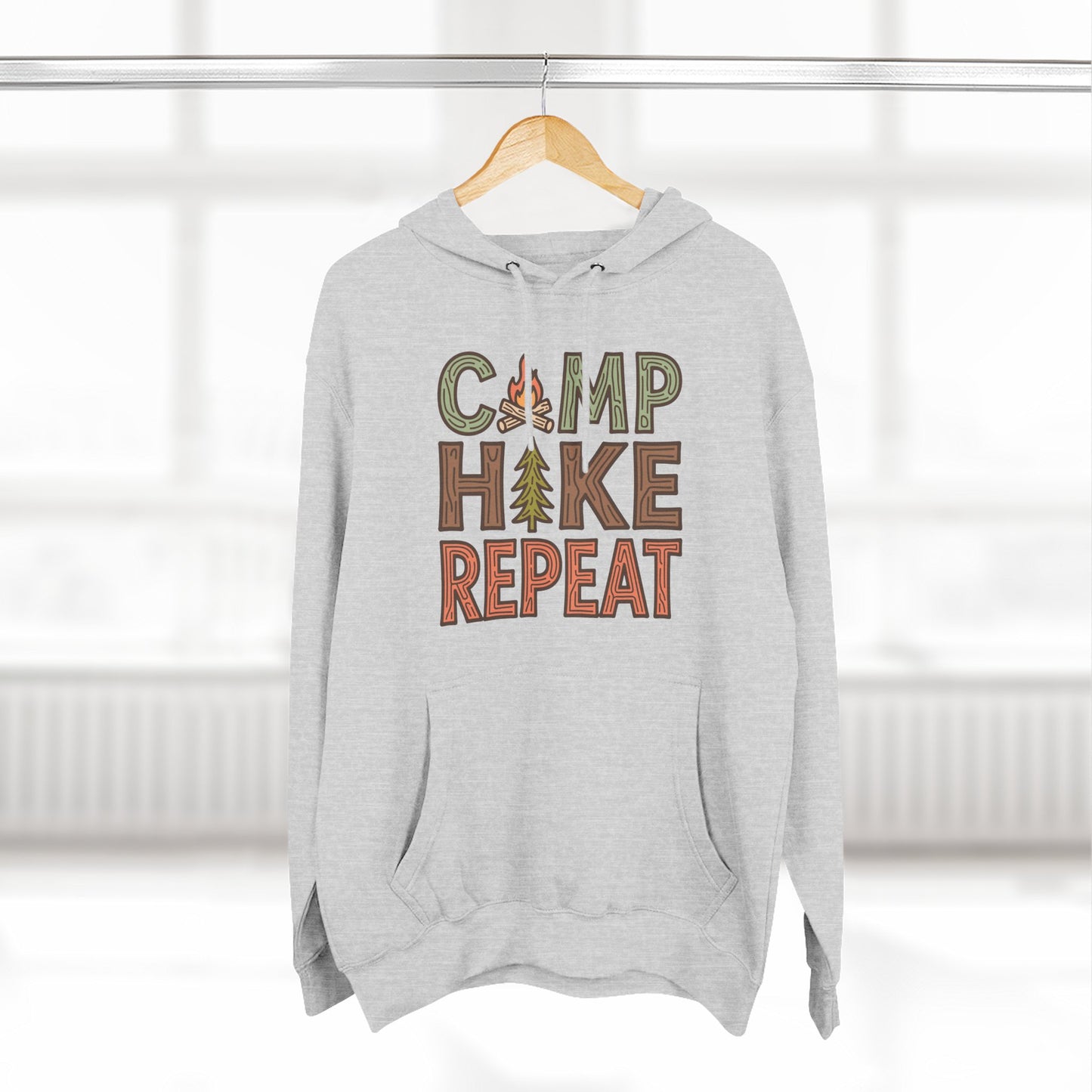 Fleece Hoodie for Adventurers - Camp Hike Repeat Design
