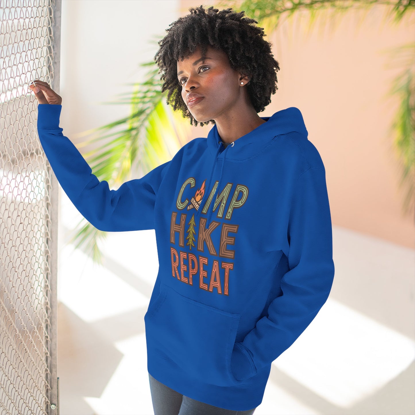 Fleece Hoodie for Adventurers - Camp Hike Repeat Design