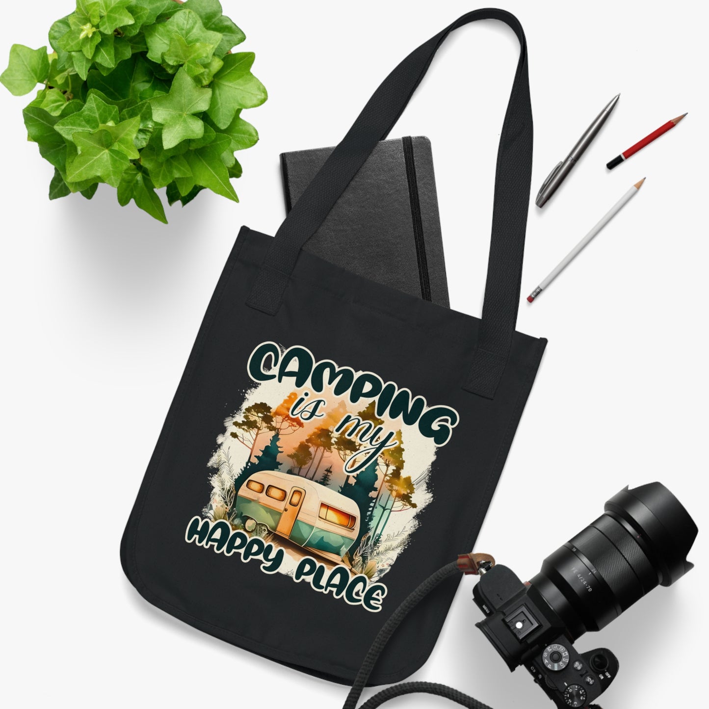 Camping-Themed Organic Canvas Tote Bag – Eco-Friendly, Nature Lover's Gift, Perfect for Outdoor Adventures, Camping Trips, and Everyday Use