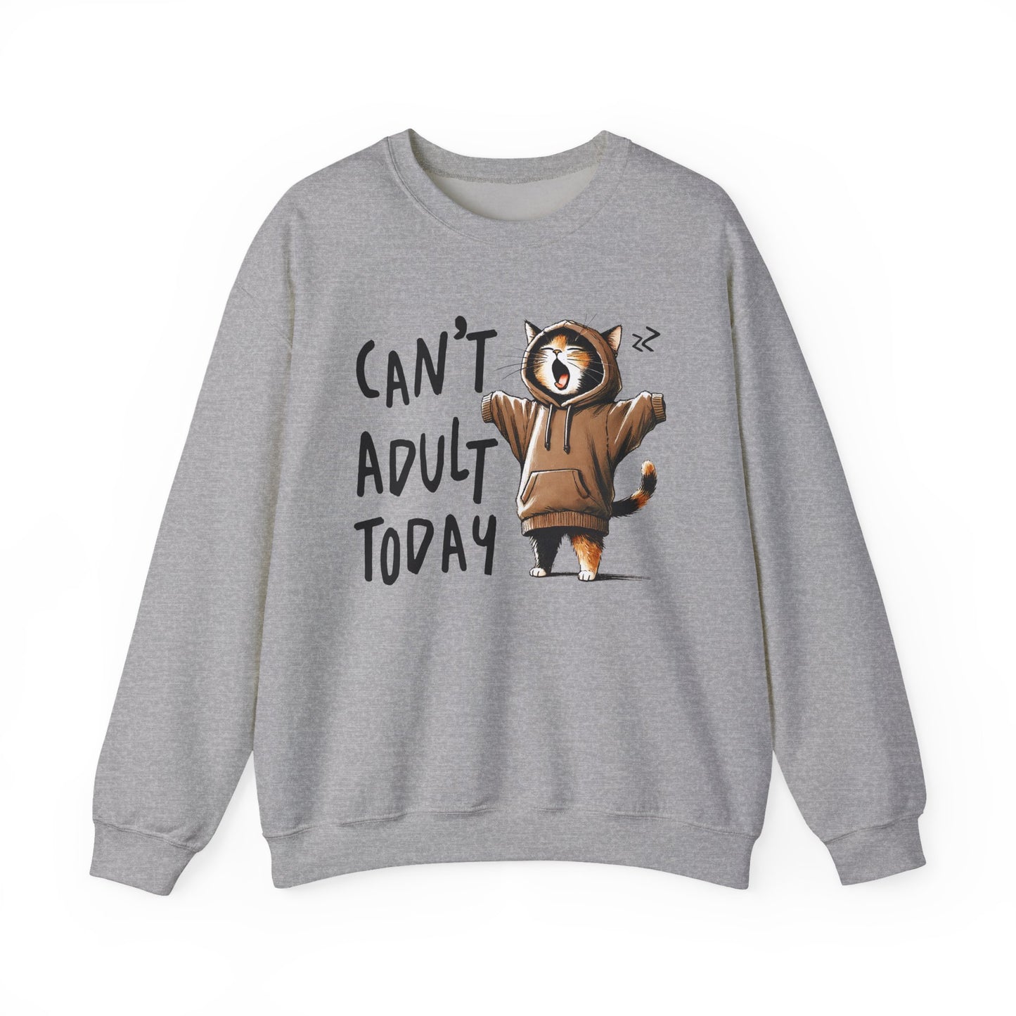 Funny Cat Sweatshirt – “Can’t Adult Today” Cozy Gift for Cat Lovers