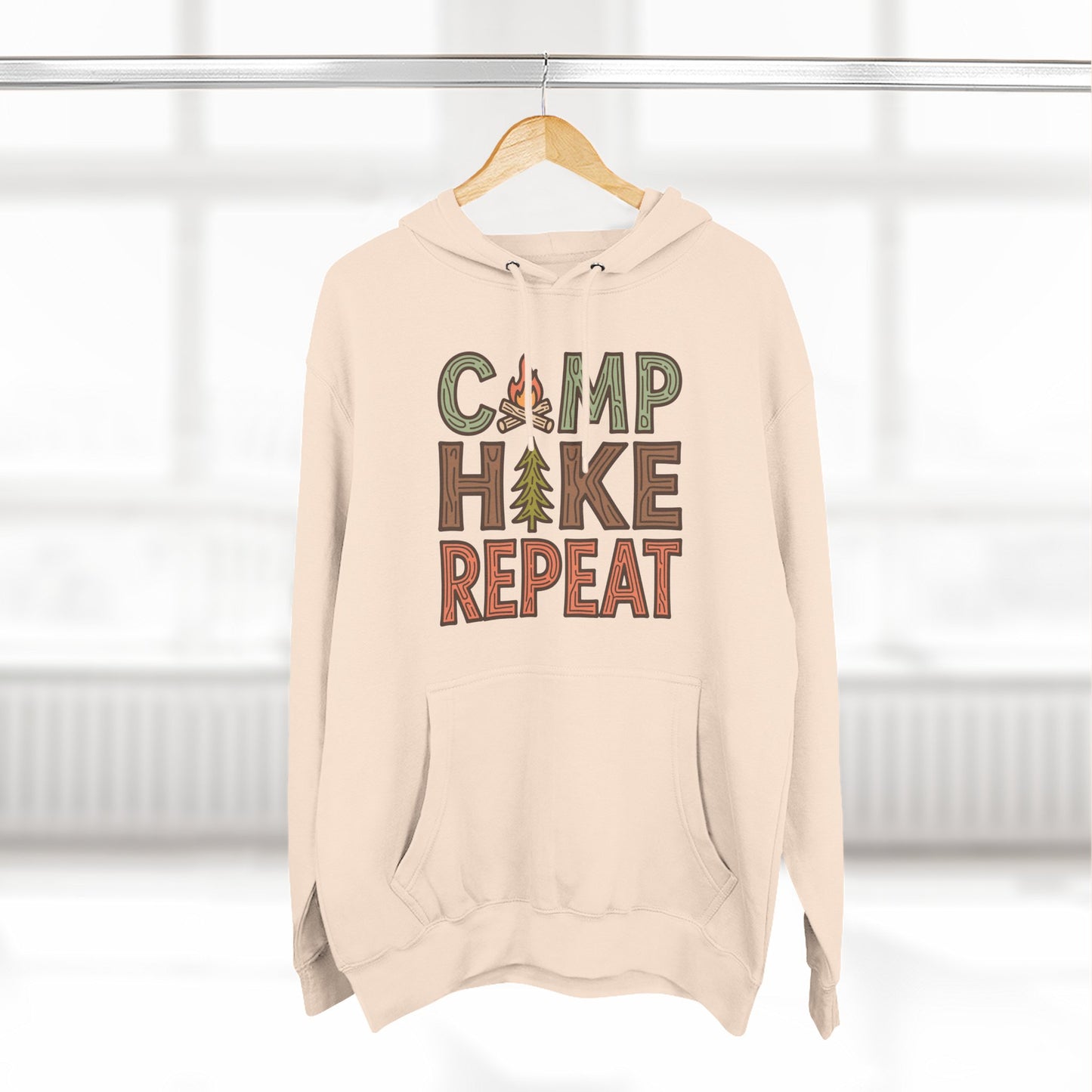 Fleece Hoodie for Adventurers - Camp Hike Repeat Design