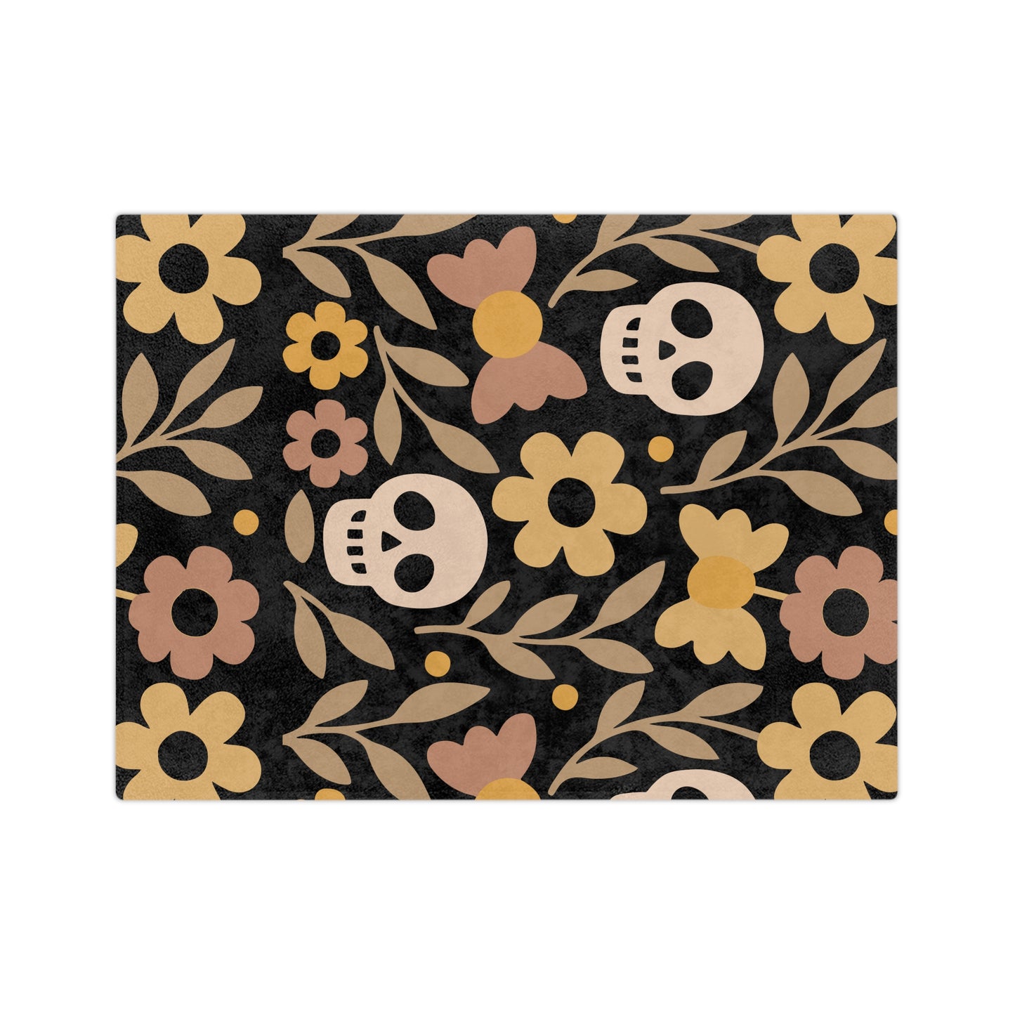Velveteen Microfiber Blanket | Skull Floral Print Cozy Home Decor Throw