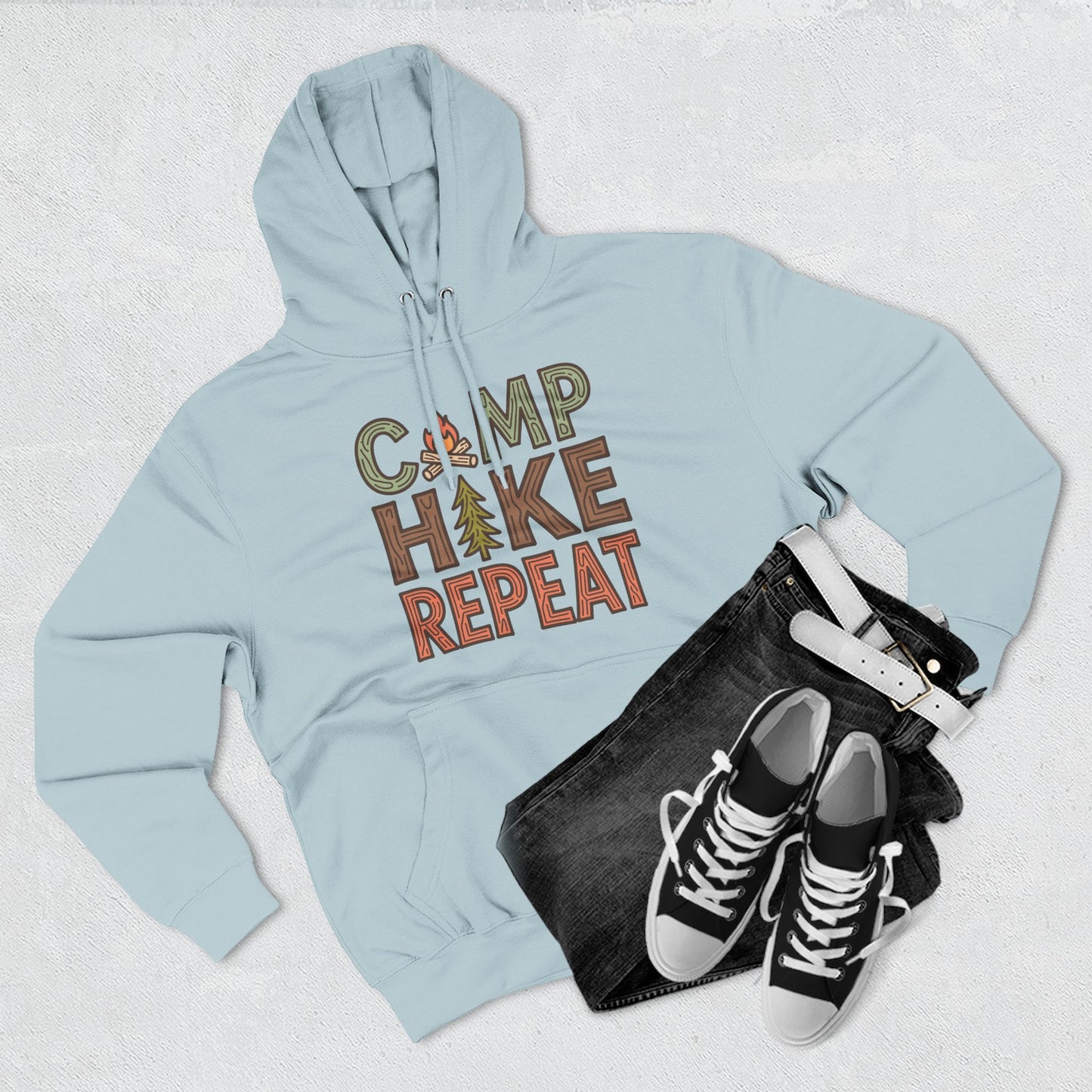 Fleece Hoodie for Adventurers - Camp Hike Repeat Design
