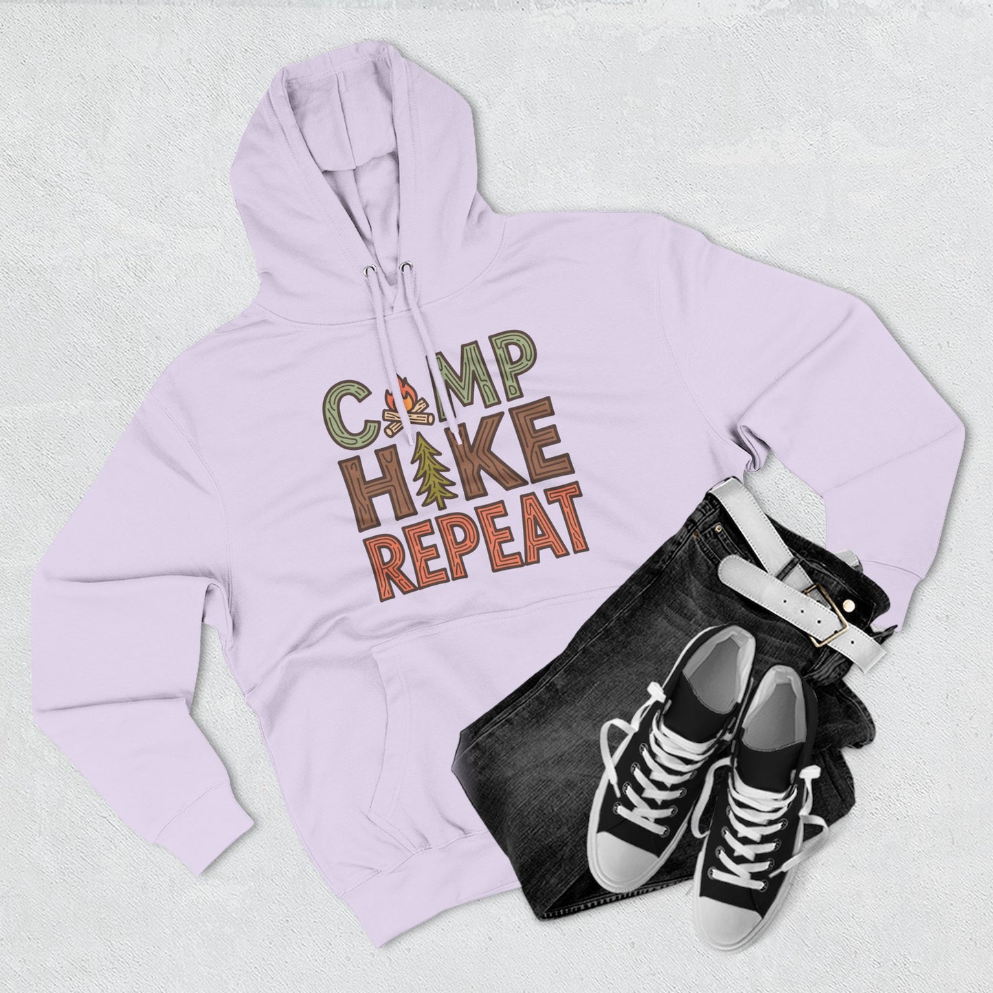 Fleece Hoodie for Adventurers - Camp Hike Repeat Design