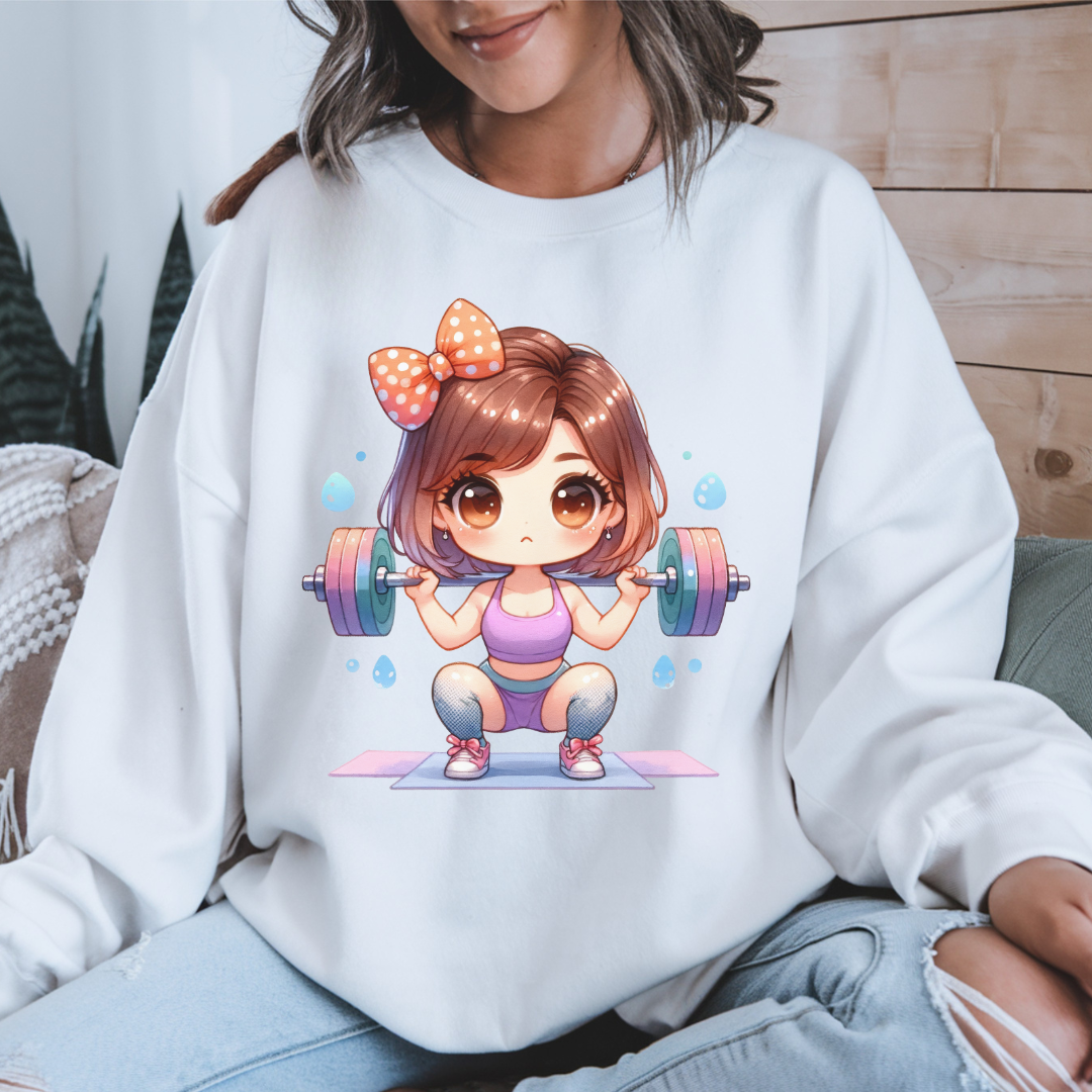 Cute Gym Sweatshirt – Fun Cartoon Fitness Hoodie