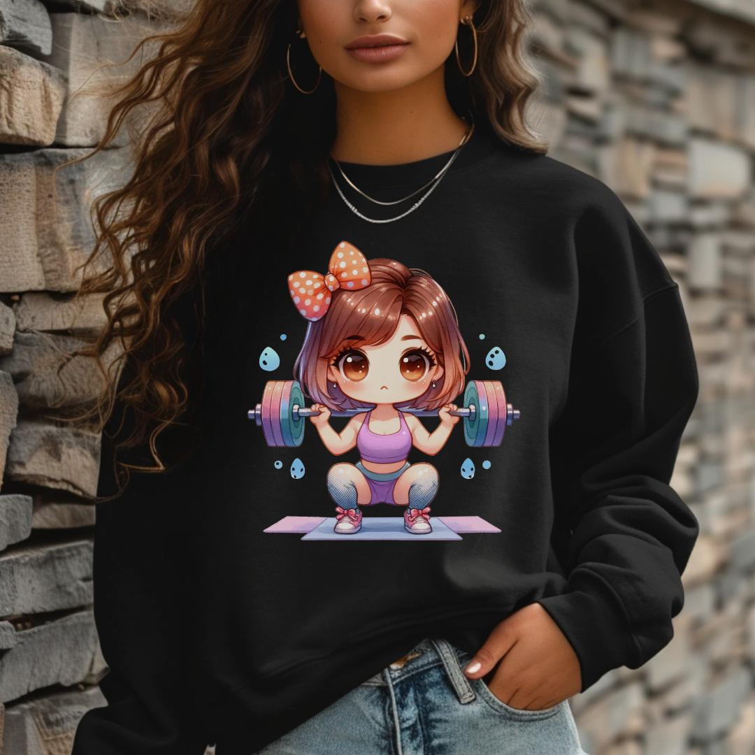 Cute Gym Sweatshirt – Fun Cartoon Fitness Hoodie
