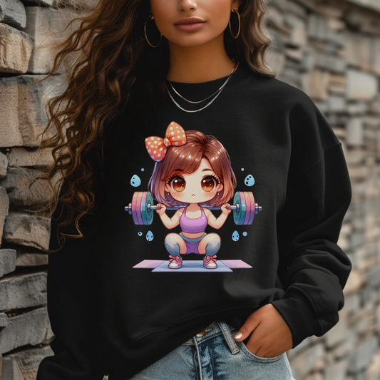 Cute Gym Sweatshirt – Fun Cartoon Fitness Hoodie