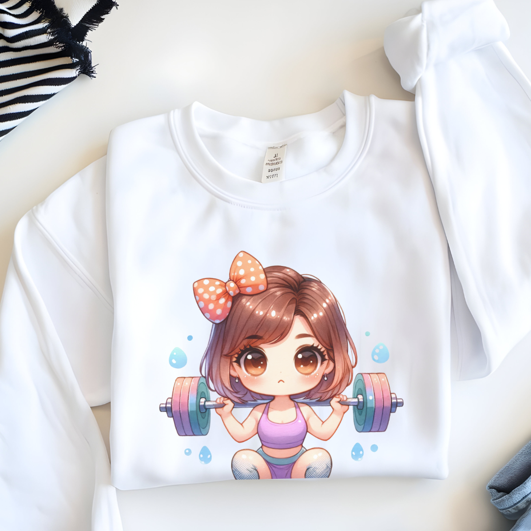 Cute Gym Sweatshirt – Fun Cartoon Fitness Hoodie